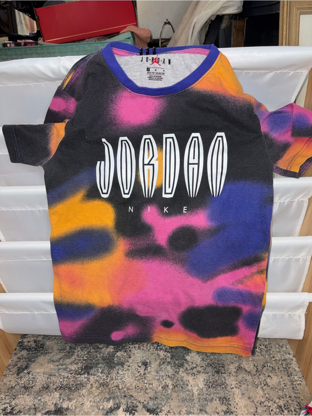 Jordan Kids Tie-Dye Short Sleeve Tee in Black, Pink, Orange, Blue